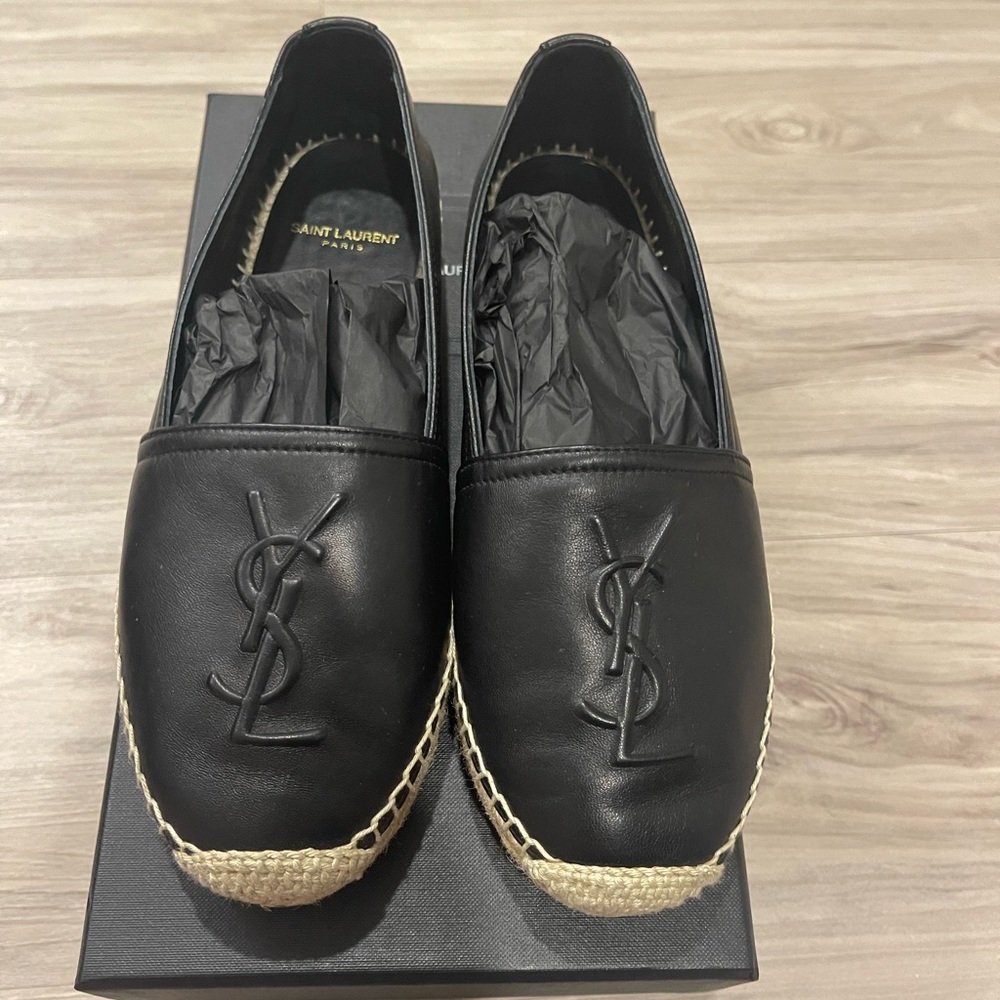 Saint Laurent Black Leather Espadrilles